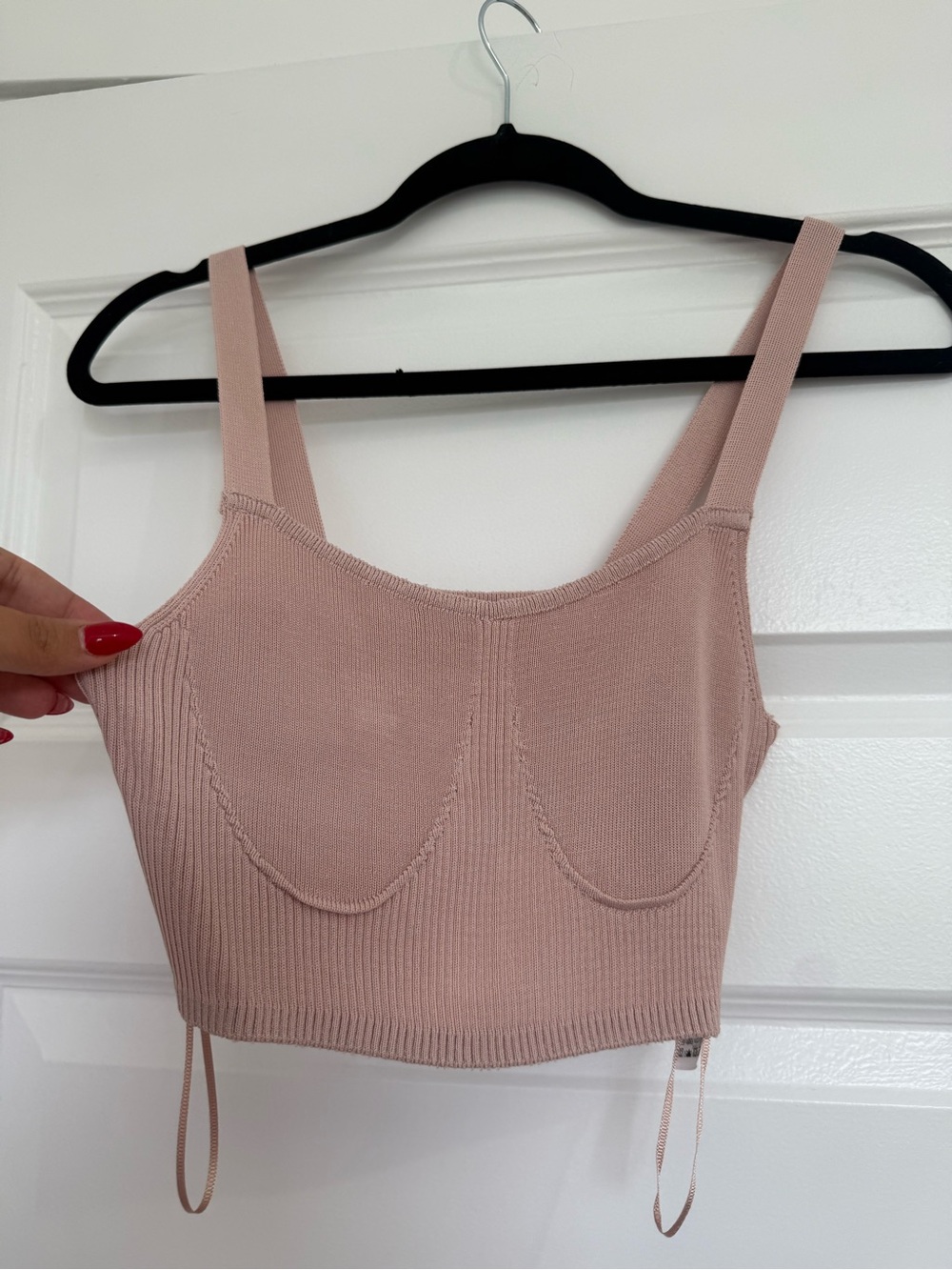 Zara Ribbed Crop Bralette - Dusty Pink